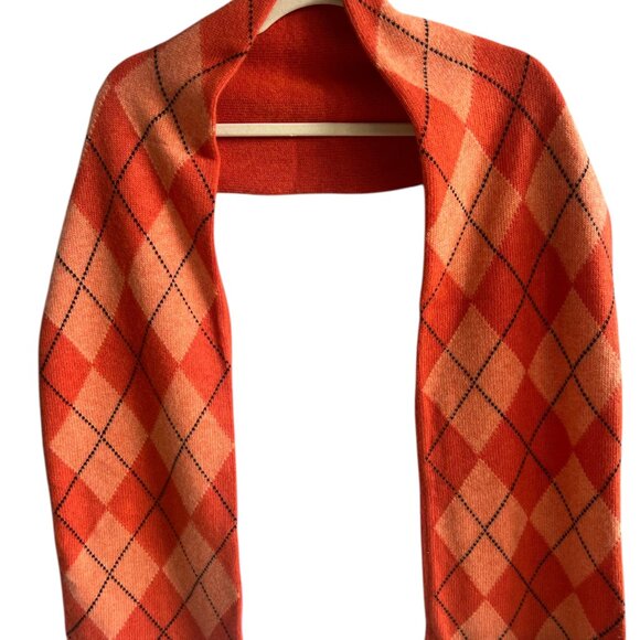 Saks 5th Ave Argyle Scarf 70% Merino Wool 30% Cashmere Made in Italy 9.5' X 67" - Picture 3 of 7